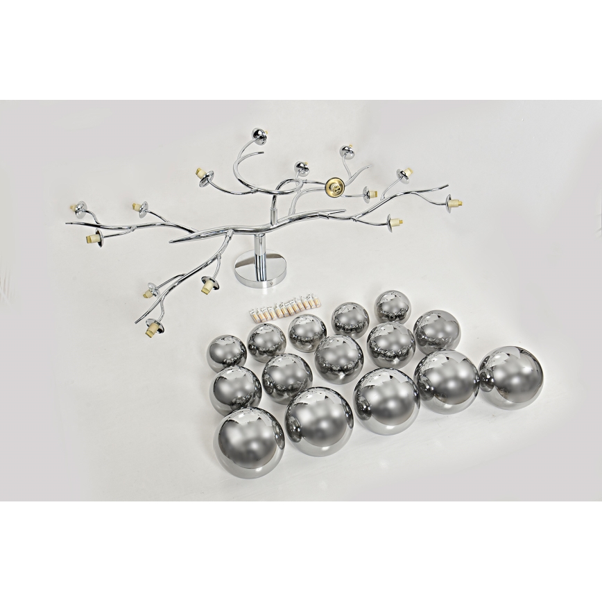 Brilagi - Plafonnier LED MISTEL 15xG9/3W/230V chrome brillant/fumé