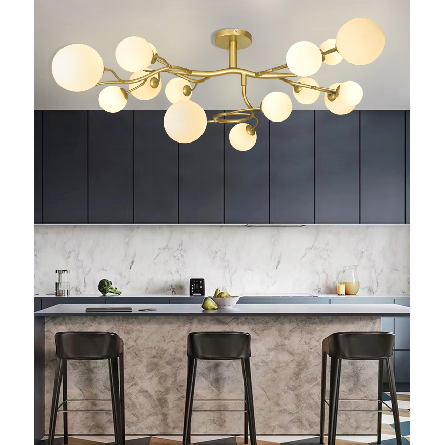 Brilagi - Plafonnier LED MISTEL 15xG9/3W/230V doré/blanc
