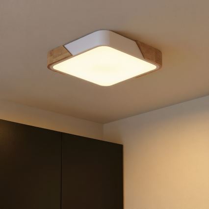 Brilagi - Plafonnier LED PILANA LED/24W/230V chêne/blanc 32x32 cm