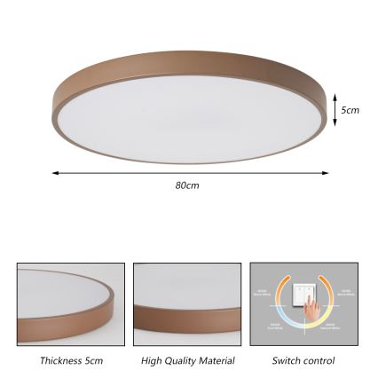 Brilagi - Plafonnier LED POOL 100 W / 230 V, 3000/4000/6000 K, Ø 80 cm, marron