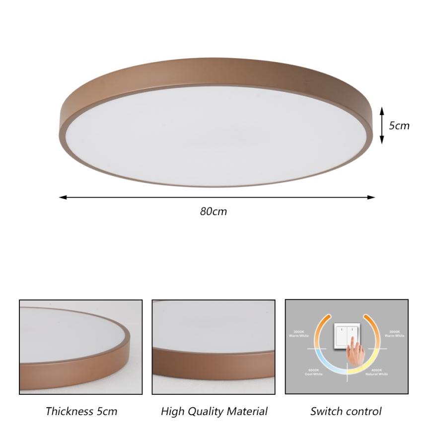 Brilagi - Plafonnier LED POOL 100 W / 230 V, 3000/4000/6000 K, Ø 80 cm, marron