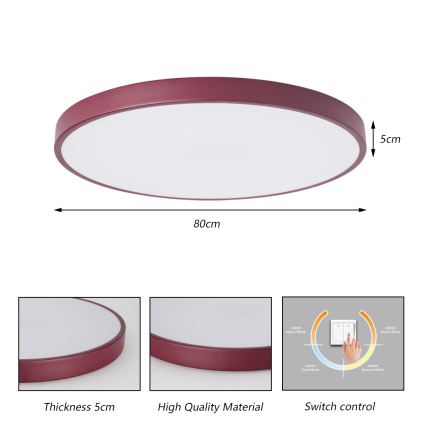 Brilagi - plafonnier LED POOL LED/100W/230V 3000/4000/6000K pr. 80 cm bordeaux