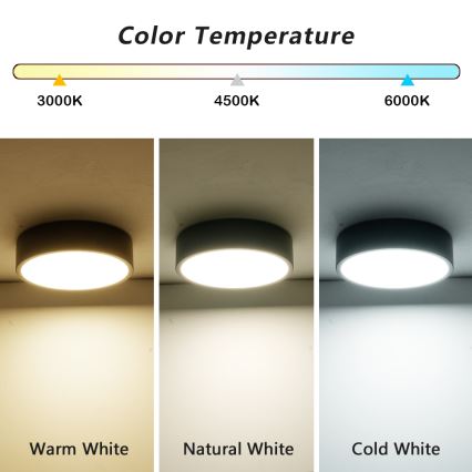 Brilagi - Plafonnier LED POOL LED/18W/230V 3000/4000/6000K Ø 20 cm noir