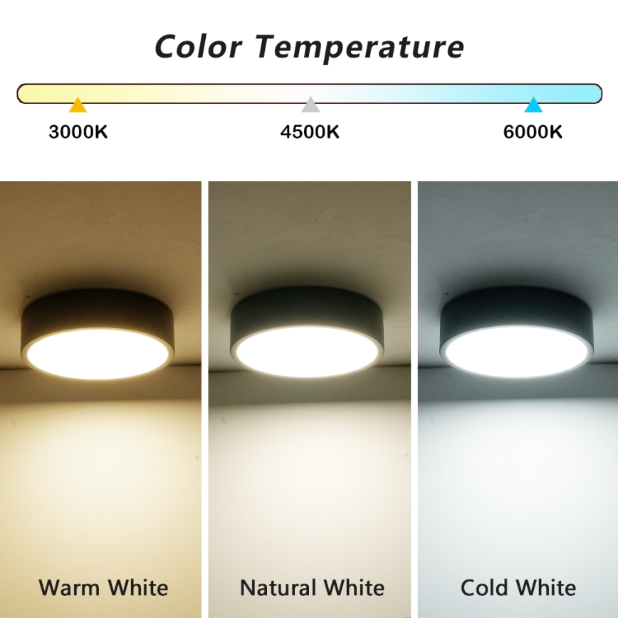 Brilagi - Plafonnier LED POOL LED/18W/230V 3000/4000/6000K Ø 20 cm noir