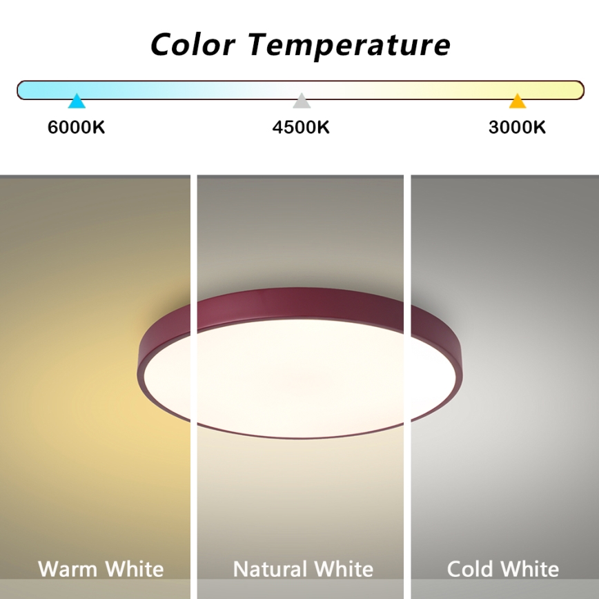 Brilagi - Plafonnier LED POOL LED/36W/230V 3000/4000/6000K Ø 30 cm bordeaux