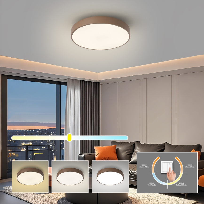 Brilagi - Plafonnier LED POOL LED/36W/230V 3000/4000/6000K Ø 30 cm marron