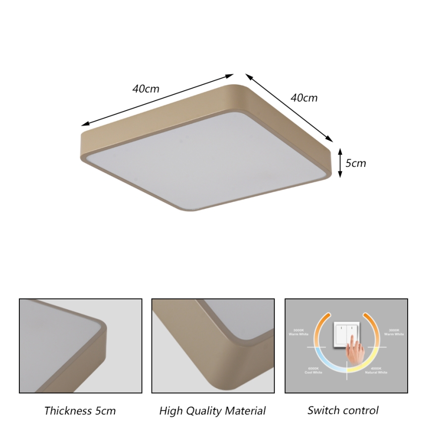 Brilagi - Plafonnier LED POOL LED/36W/230V 3000/4500/6000K 40x40 cm beige
