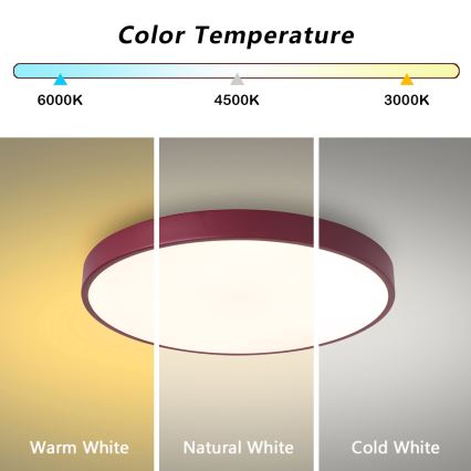 Brilagi - Plafonnier LED POOL, 60W, 230V, 3000/4000/6000 K, Ø 50 cm, bordeaux