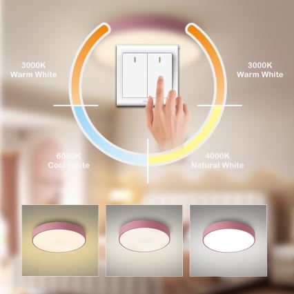 Brilagi - Plafonnier LED POOL, 60 W, 230 V, 3000/4000/6000 K, Ø 50 cm, rose