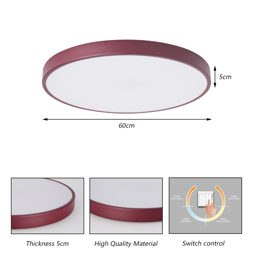 Brilagi - Plafonnier LED POOL LED/60W/230V 3000/4000/6000K Ø 60 cm bordeaux