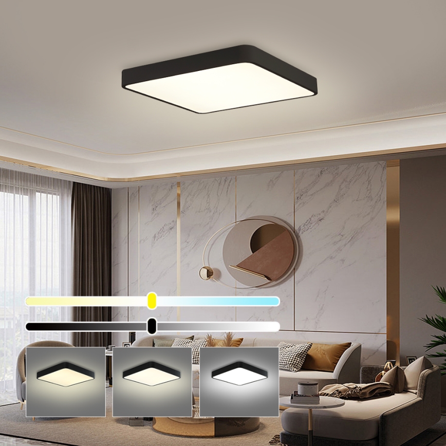 Brilagi - Plafonnier LED POOL SQUARE LED/48W/230V 3000/4500/6000K 50x50 cm noir