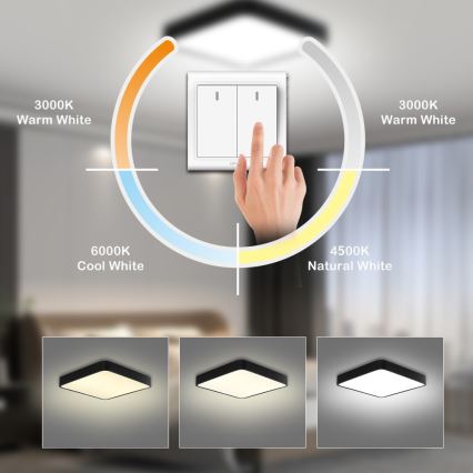 Brilagi - Plafonnier LED POOL SQUARE LED/48W/230V 3000/4500/6000K 50x50 cm noir