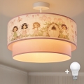 Brilagi - Plafonnier LED pour enfants à montage en saillie BOBO 1xE27/60W/230V Ø 40 cm rose / fées