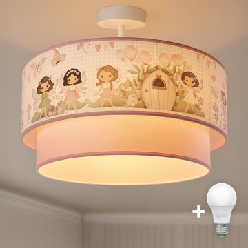 Brilagi - Plafonnier LED pour enfants à montage en saillie BOBO 1xE27/60W/230V Ø 40 cm rose / fées