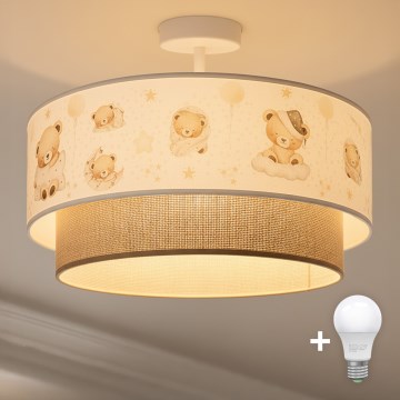 Brilagi - Plafonnier LED pour enfants (montage en surface) BOBO 1xE27/10W/230V Ø 40 cm blanc/beige/motif oursons