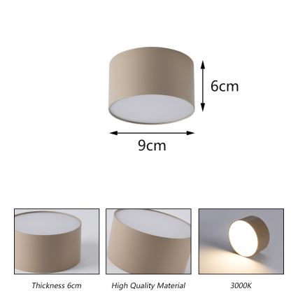 Brilagi - Plafonnier LED pour salle de bains FORIS LED/9W/230V Ø 9 cm beige IP44 IRC 90