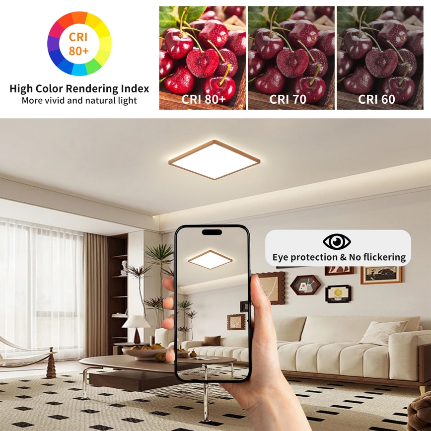 Brilagi - Plafonnier LED pour salle de bains ULTRA SLIM LED/18W/230V 30x30 cm or rose IP54