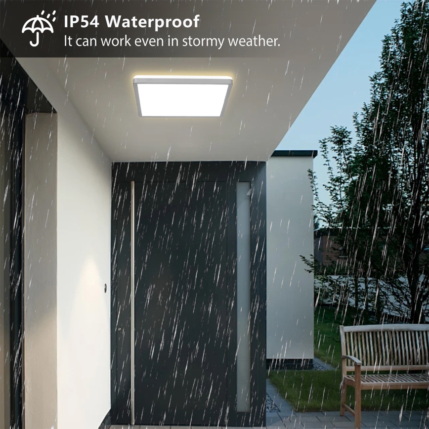 Brilagi - Plafonnier LED pour salle de bains ULTRA SLIM LED/18W/230V 30x30 cm argenté IP54