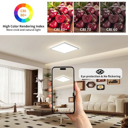 Brilagi - Plafonnier LED pour salle de bains ULTRA SLIM LED/24W/230V 42x42 cm argenté IP54