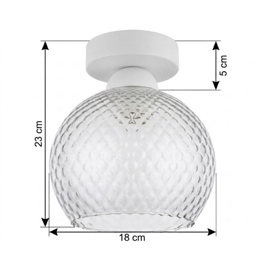 BRILAGI - Plafonnier LED RETRO GLASS 1xE27/60W/230V Ø 18 cm blanc/gris fumé