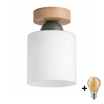 BRILAGI - plafonnier LED RETRO GLASS 1xE27/60W/230V Ø 10 cm chêne/blanc