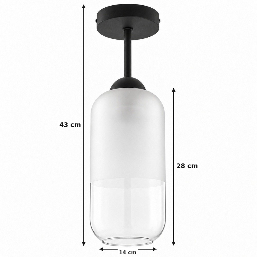 BRILAGI - Plafonnier LED RETRO GLASS 1xE27/60W/230V Ø 14 cm noir/blanc