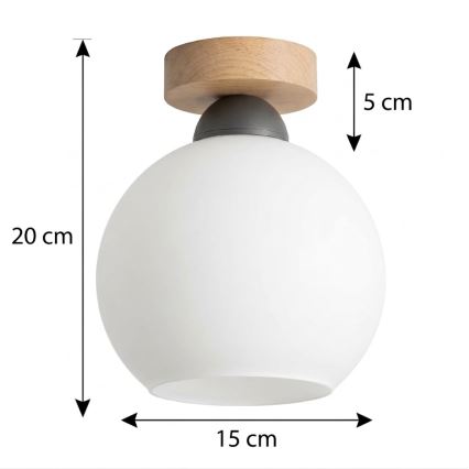 BRILAGI - Plafonnier LED RETRO GLASS 1xE27/60W/230V Ø 15 cm chêne/blanc