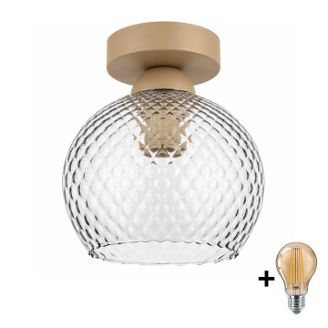 BRILAGI - Plafonnier LED RETRO GLASS 1xE27/60W/230V Ø 18 cm beige/gris fumé