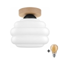 BRILAGI - Plafonnier LED RETRO GLASS 1xE27/60W/230V Ø 20 cm chêne/blanc