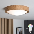 Brilagi - Plafonnier LED RGBW dimmable CARVALHO SLIM 1xE27/15W/230V 2700-6500K Wi-Fi chêne pr. 27 cm
