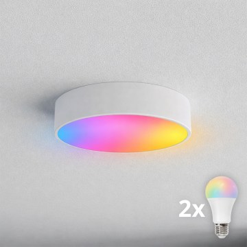 Brilagi - Plafonnier LED RGBW dimmable pour salle de bains CLARE 2xE27/9W/230V 2700-6500K Ø 30 cm IP54 Wi-Fi blanc
