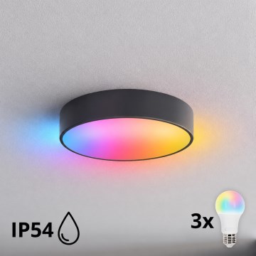 BRILAGI - Plafonnier LED RGBW dimmable pour salle de bains CLARE 3xE27/12W/230V Ø 40 cm anthracite IP54