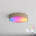 Brilagi - plafonnier LED RGBW dimmable pour salle de bains CLARE 3xE27/9W/230V 2700-6500K Ø 40 cm IP54 Wi-Fi beige