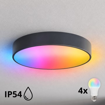 BRILAGI - Plafonnier LED RGBW dimmable pour salle de bains CLARE 4xE27/12W/230V Ø 50 cm anthracite IP54