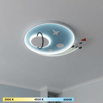 Brilagi - Plafonnier LED STARSHIP pour chambre d'enfant, 64W, 230V, 3000/4500/6000K, bleu