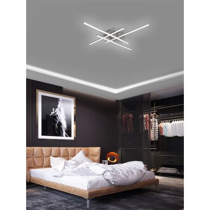 Brilagi - Plafonnier STRIPES LED/37W/230V 68x68 cm argenté