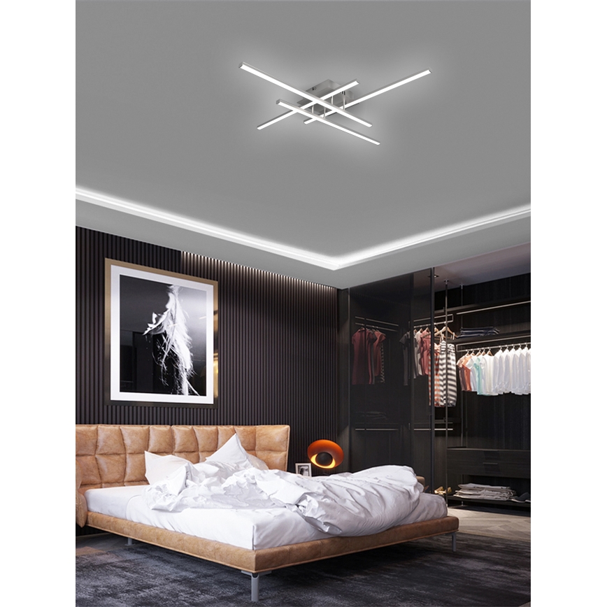 Brilagi - Plafonnier STRIPES LED/37W/230V 68x68 cm argenté