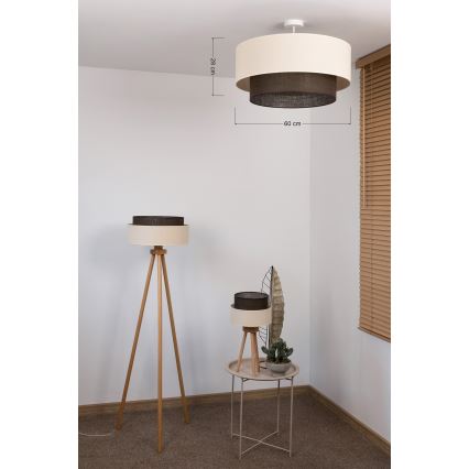 Brilagi - Plafonnier LED style BOHO, 3xE27/15W/230V, Ø 60 cm, crème/marron