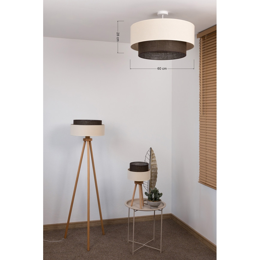 Brilagi - Plafonnier LED style BOHO, 3xE27/15W/230V, Ø 60 cm, crème/marron
