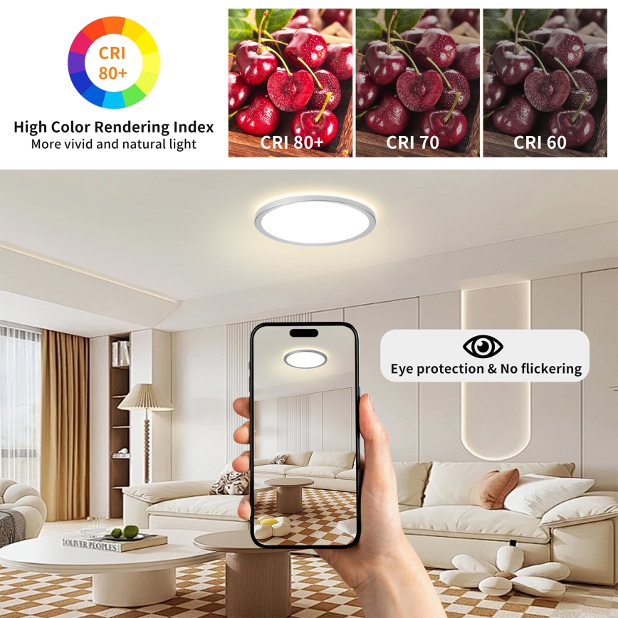 Brilagi - Plafonnier LED salle de bains ULTRA SLIM LED/18W/230V Ø 30 cm argenté IP54