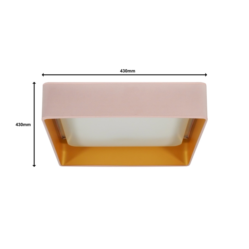 Brilagi - Plafonnier LED VELVET SQUARE LED/24W/230V 43 x 43 cm rose