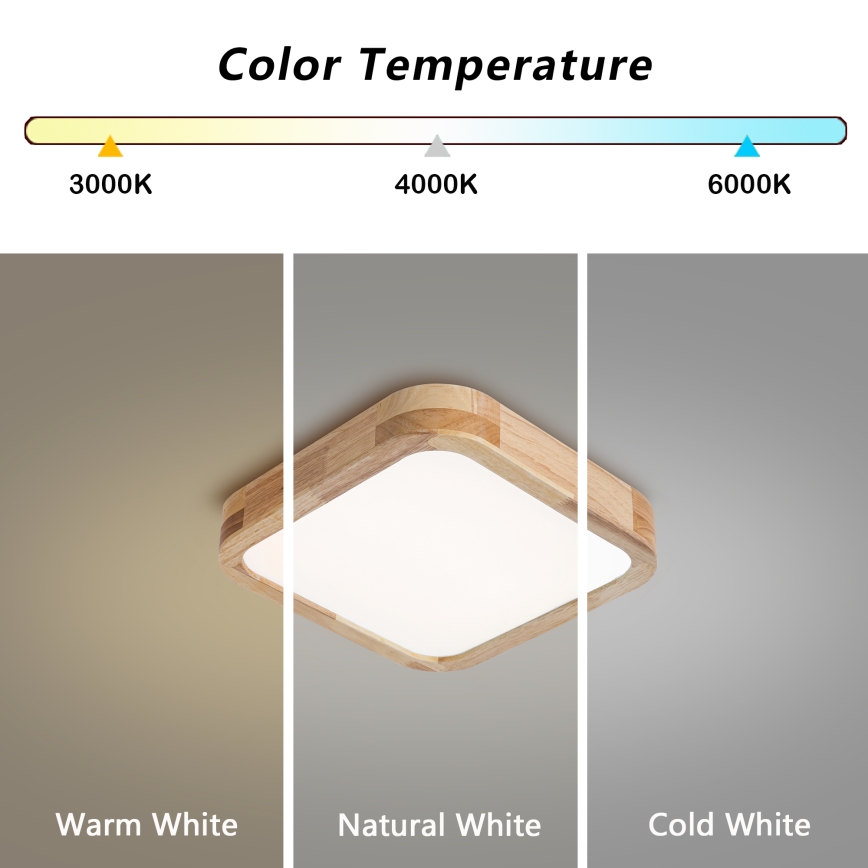 Brilagi - Plafonnier LED WOODLINE SQUARE LED/32W/230V 3000/4000/6000K chêne 30x30 cm