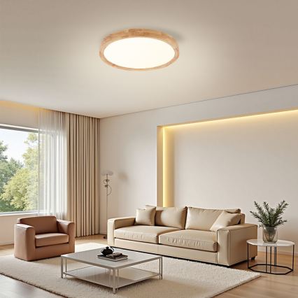 Brilagi - Plafonnier LED WOODROUND LED/30W/230V 3000/4000/6000K Ø 40 cm bois IRC 90