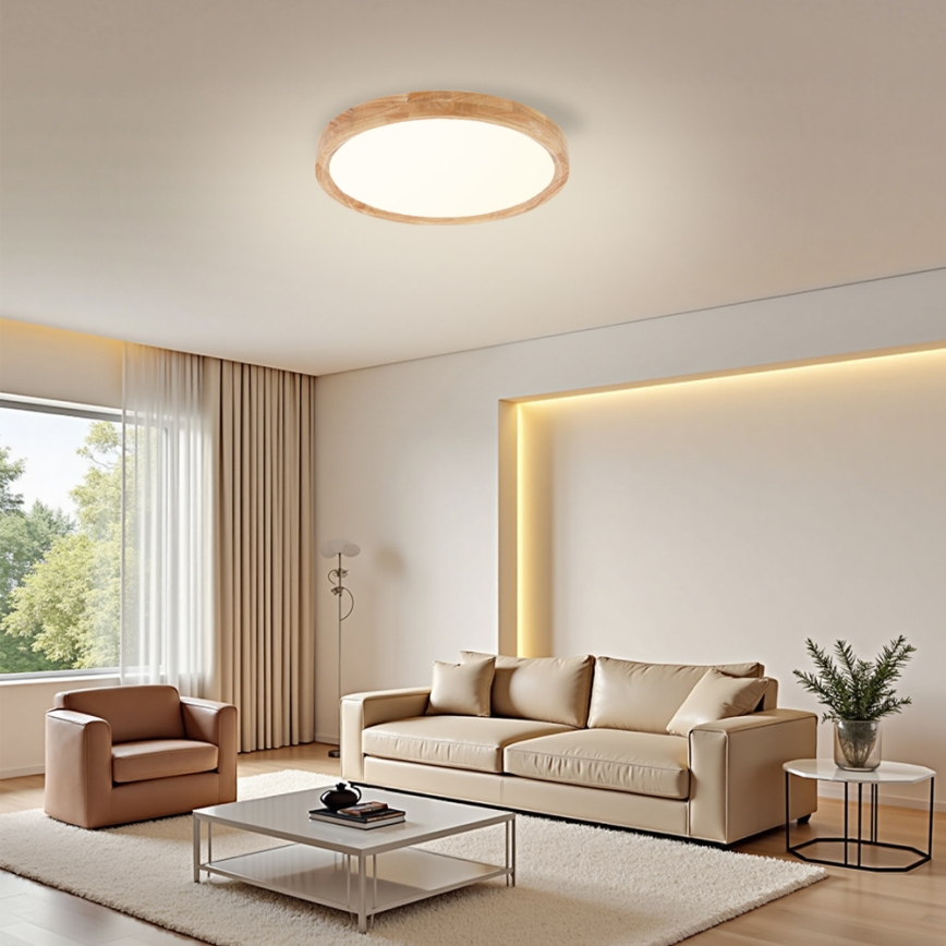 Brilagi - Plafonnier LED WOODROUND LED/30W/230V 3000/4000/6000K Ø 40 cm bois IRC 90