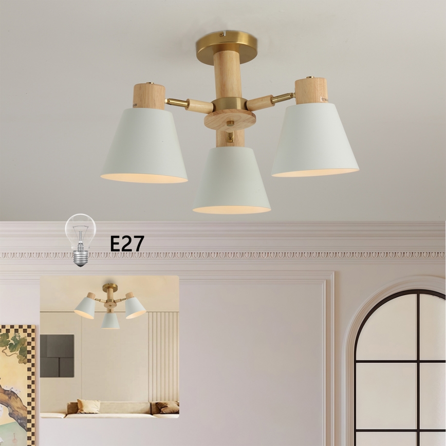 Brilagi - Plafonnier LUND WOOD 3xE27/40W/230V Ø 50 cm en bois d'hévéa