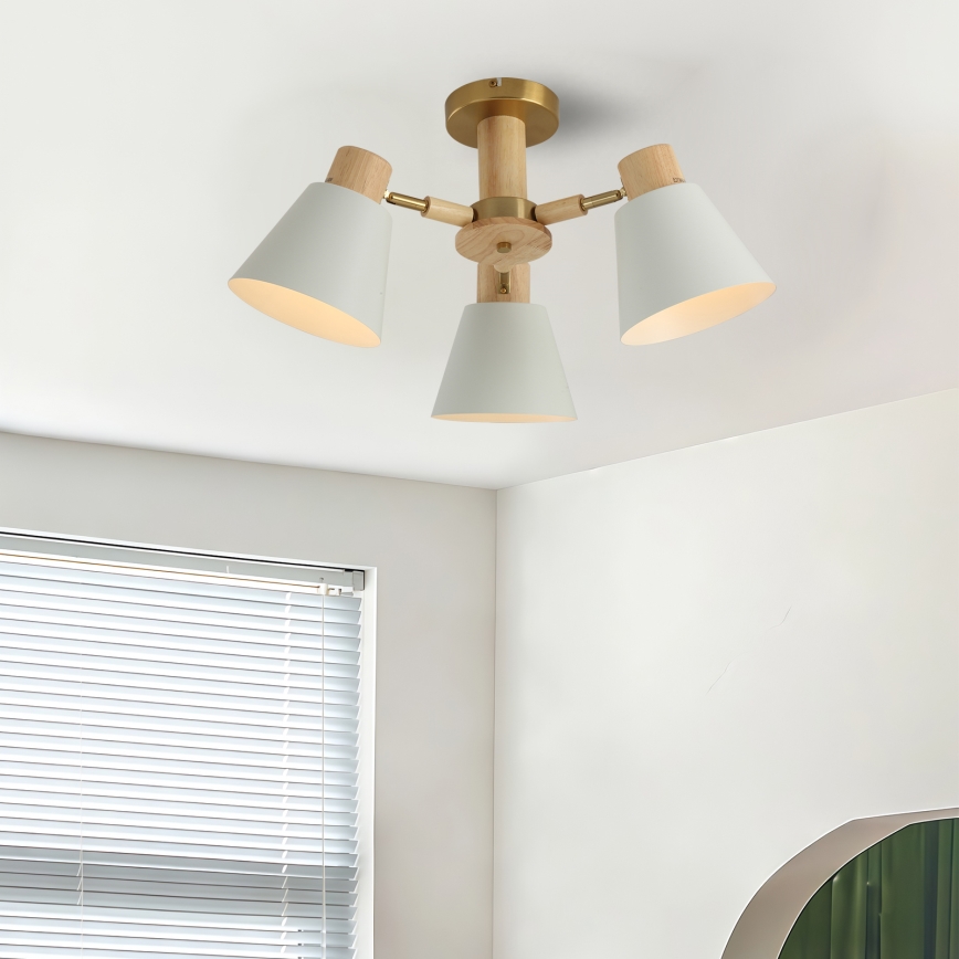 Brilagi - Plafonnier LUND WOOD 3xE27/40W/230V Ø 50 cm en bois d'hévéa