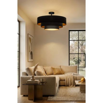 Brilagi - Plafonnier LUNETA 3xE27/60W/230V Ø 80 cm noir/doré