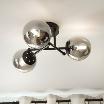 Brilagi - Plafonnier MALIVA 3xE14/15W/230V noir/fumé