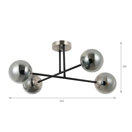 Brilagi - Plafonnier MALIVA 4xE14/15W/230V chrome mat/verre fumé