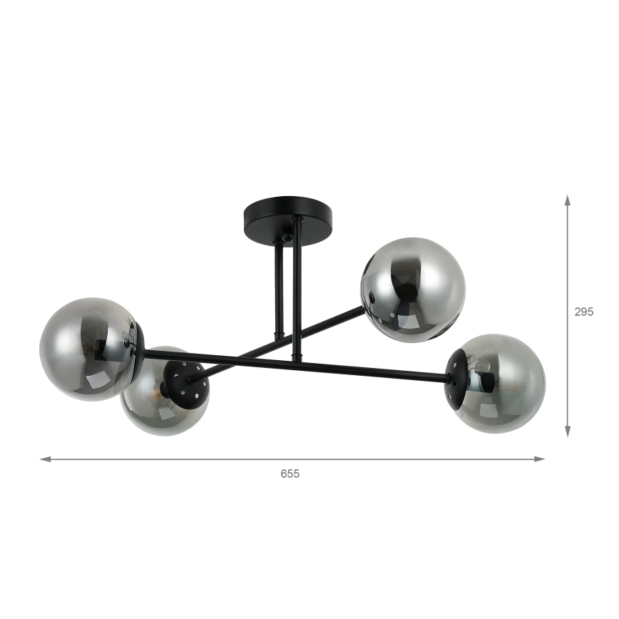 Brilagi - Plafonnier MALIVA 4xE14/15W/230V noir/fumé